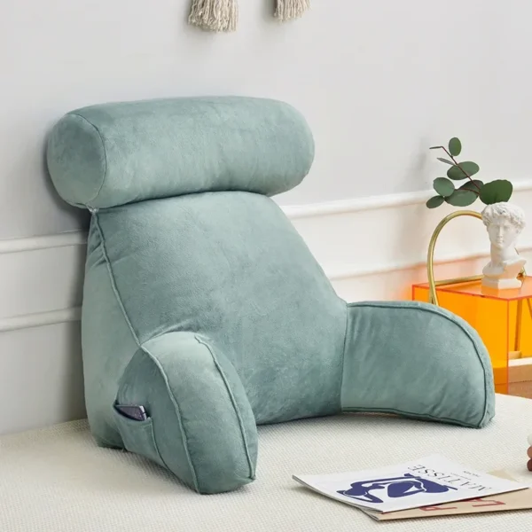 coussin de lecture avec accoudoirs bleué