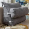 coussin de lecture triangulaire avec appui-tête et poche latérale gris