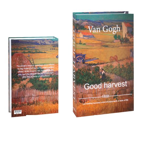 Le livre intitulé "Bonne récolte" de Van Gogh présente sur la couverture un paysage coloré et lumineux d'un champ de blé rural. Parfait pour tout passionné de lecture, il ajoute du charme à votre étagère avec son dos frappant et son élégant sommaire.