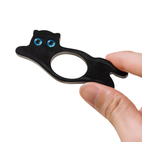 Bague de lecture chat bois noir