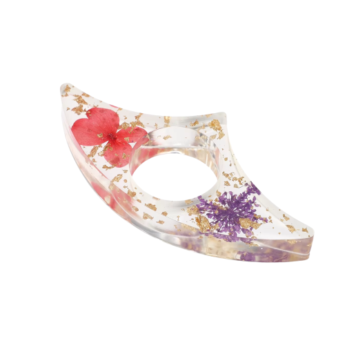 Bague de lecture arc floral rose violet doré