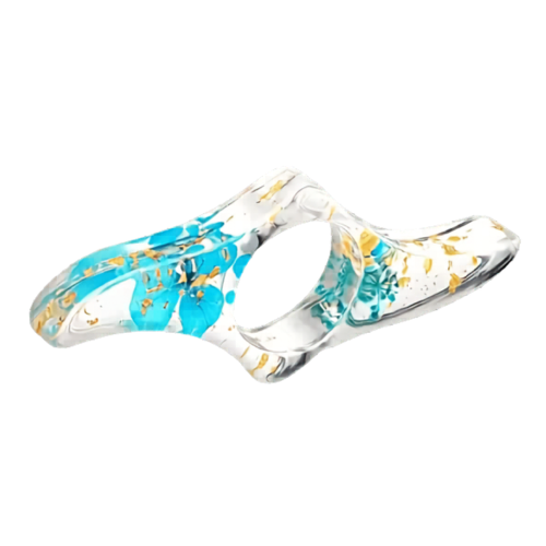 Bague de lecture chien floral bleu doré