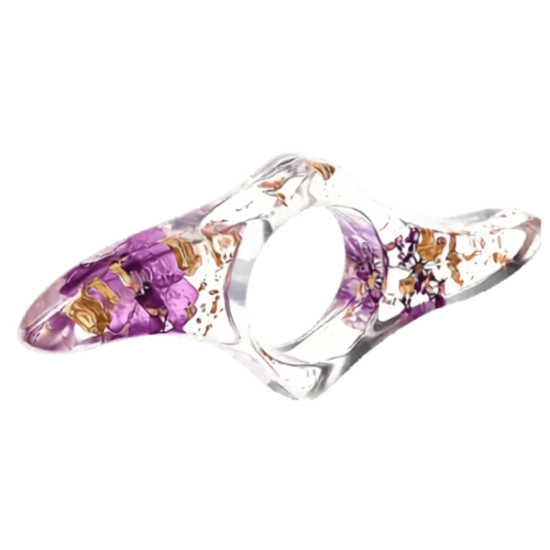 Bague de lecture chien floral violet doré
