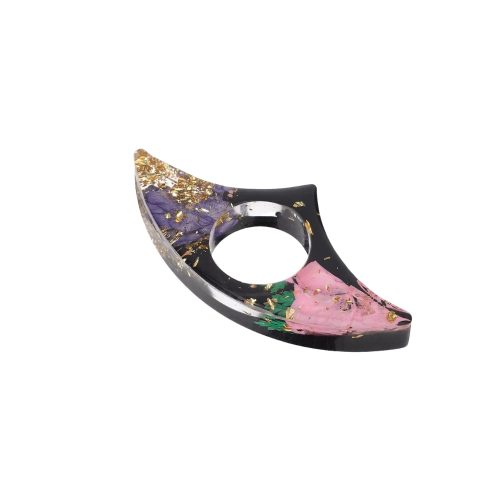 Bague de lecture floral noir doré résine
