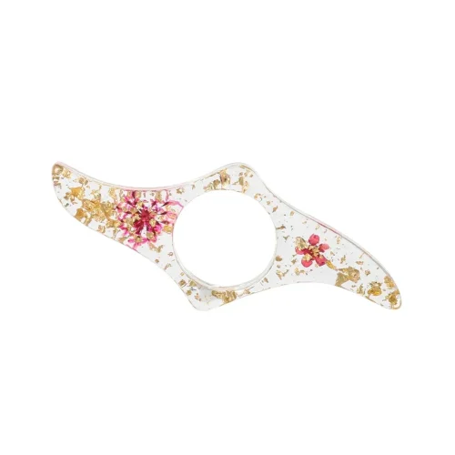 Bague de lecture fleurs séchées résine losange